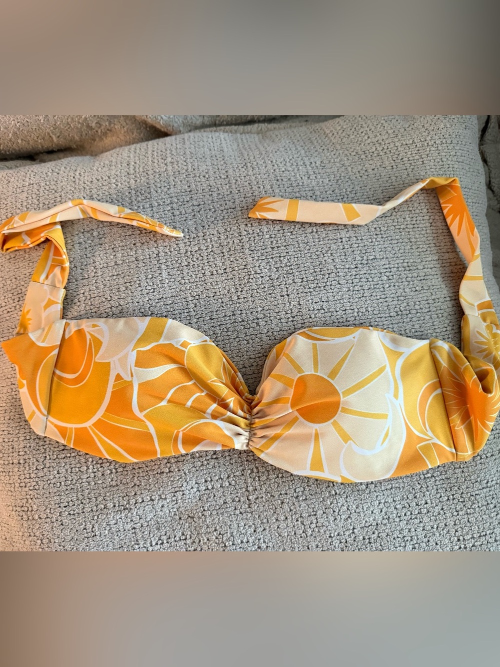 Skatie Yellow & White Sunburst Bandeau Bikini Top